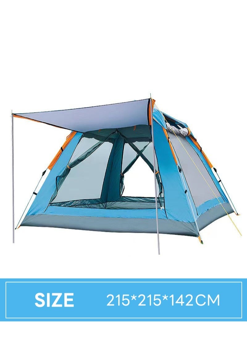 Sharpdo Hydraulic Large Tent, Automatic Dome Waterproof Sunscreen Tents for 3-4 Person, Outdoor Two-Door Tent, Easy to Set Up and Package,Blue - Image 2